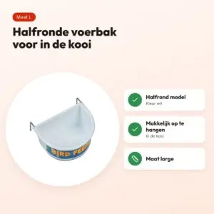 Happy Pet voerbak halfrond wit large 11,5 x 8,5 x 6,5 cm – voor vogels – voordelen