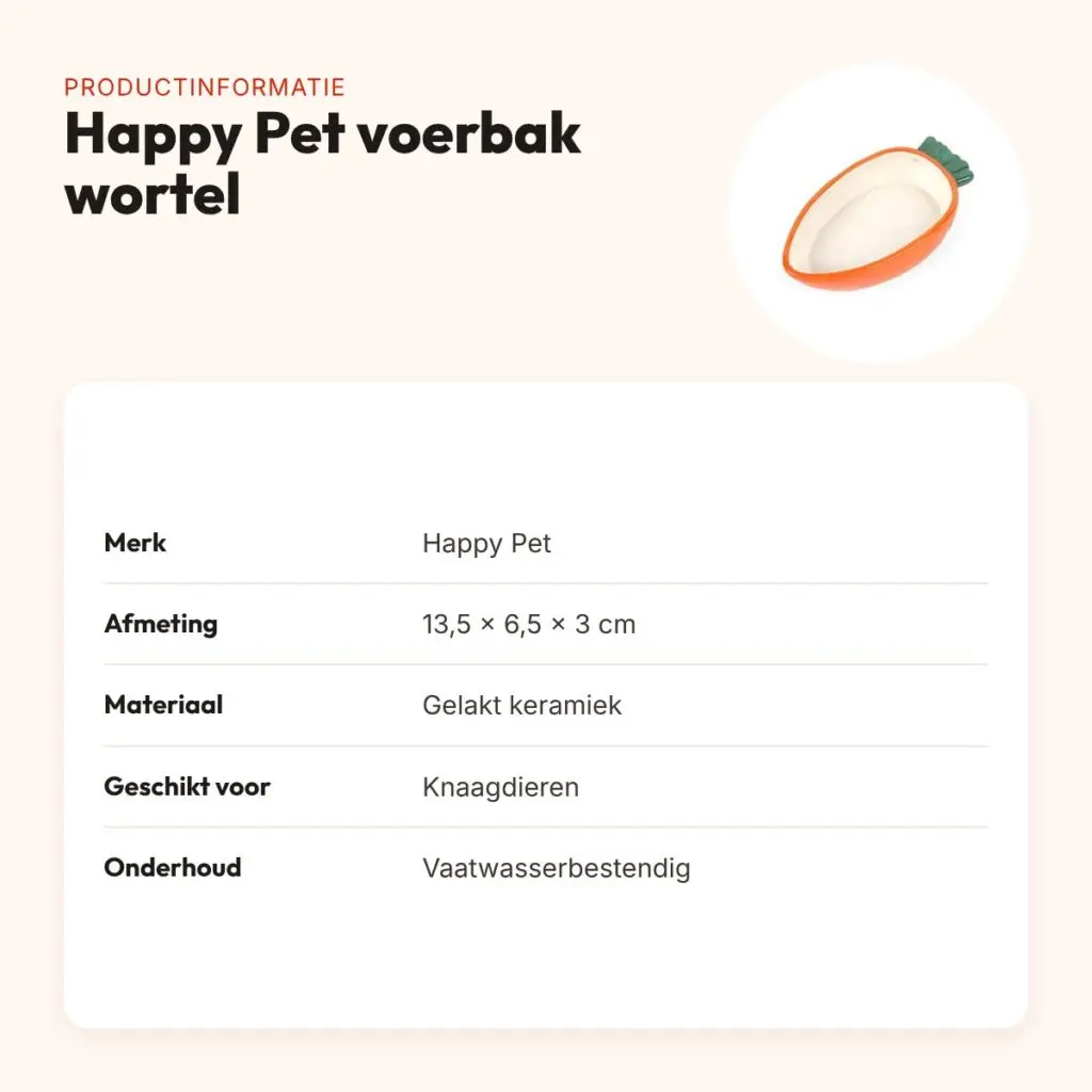 Happy Pet voerbak wortel 13,5 x 6,5 x 3 cm – keramiek – productinformatie