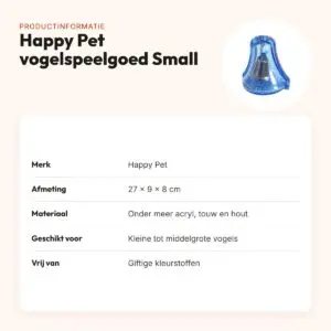 Happy Pet vogelspeelgoed met bel Small 27 x 9 x 8 cm – kleurrijk – productinformatie