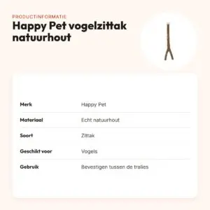 Happy Pet vogelzittak natuurhout 35 x 11 x 2,5 cm – productinformatie