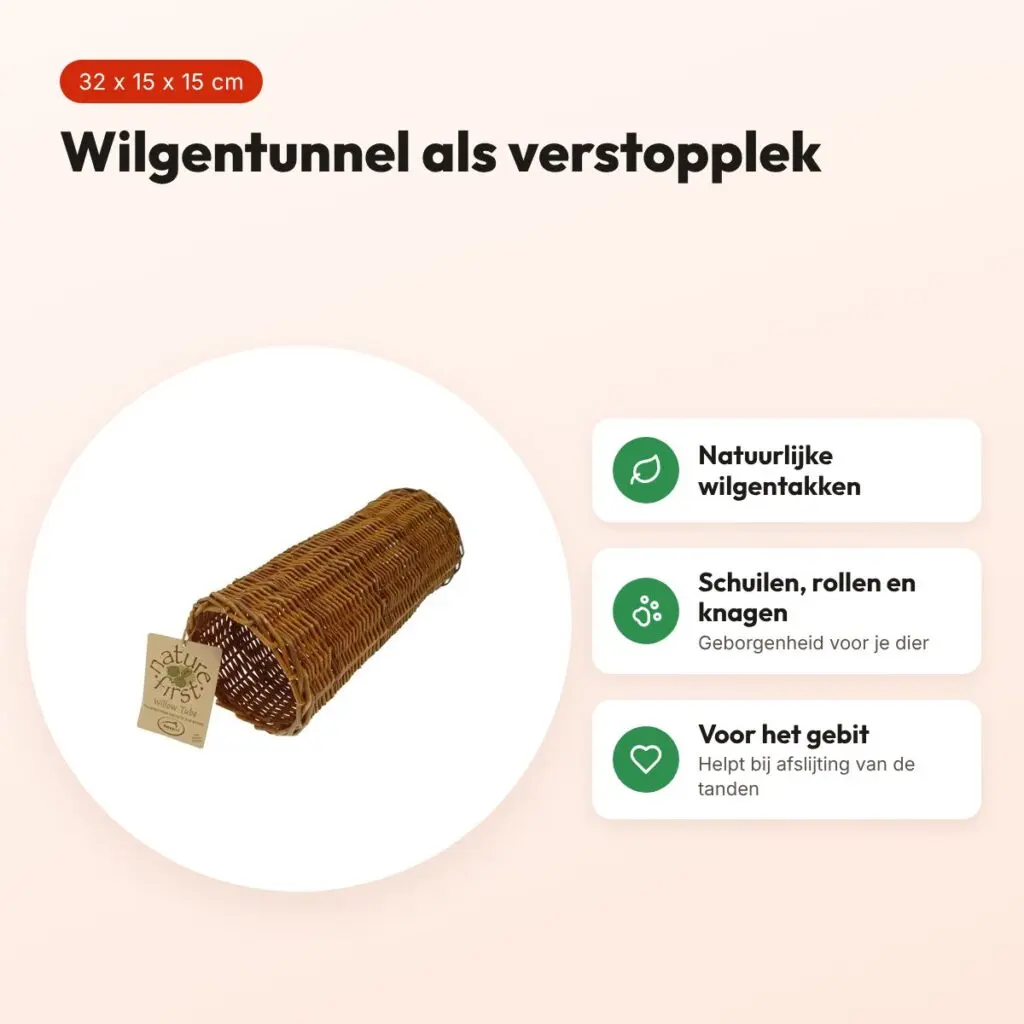 Happy Pet wilgentunnel Large 32 x 15 x 15 cm – verstopplek – voordelen