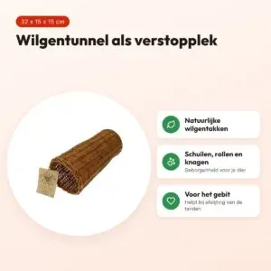 Happy Pet wilgentunnel Large 32 x 15 x 15 cm – verstopplek – voordelen