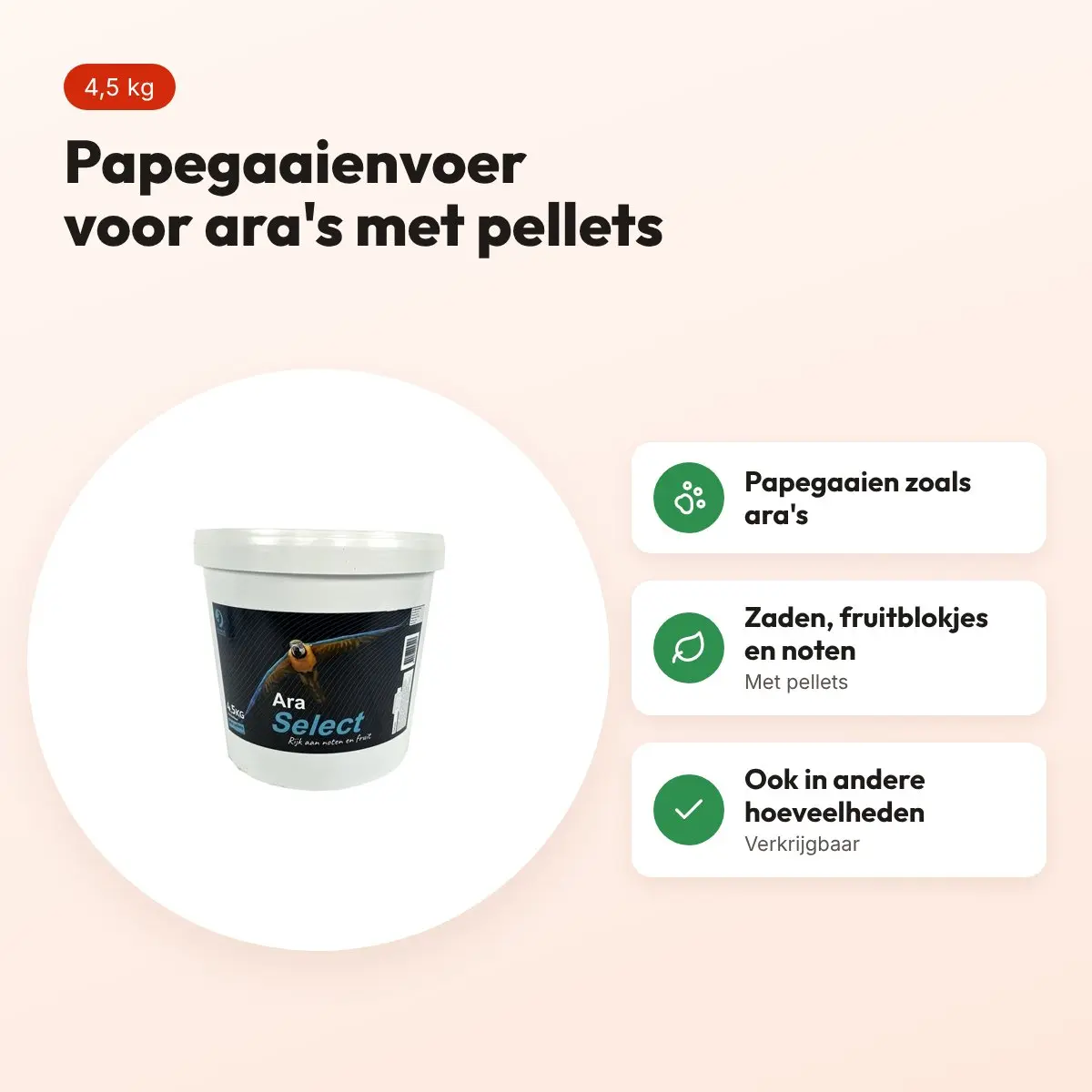 Hareco Ara Select papegaaienvoer met pellets 4,5 kg – voordelen