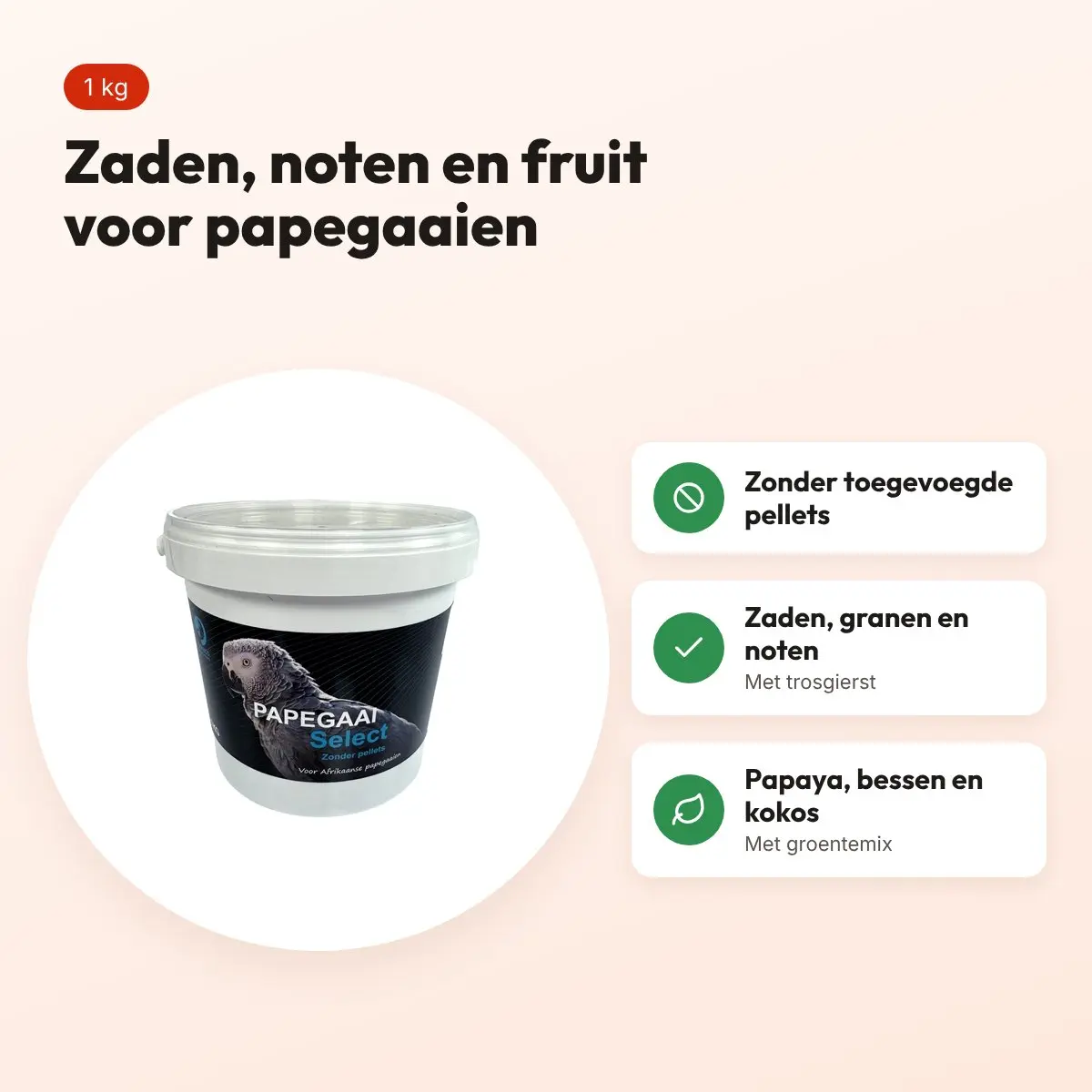 Hareco Papegaai Select vogelvoer zonder pellets 1 kg – voordelen