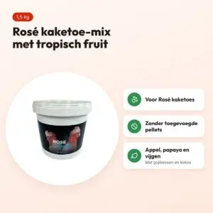 Hareco Rosé Select vogelvoer zonder pellets 1,5 kg – voor Rosé kaketoes – voordelen