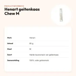 Henart geitenkaas Chew M 85 g – harde kauwsnack voor honden – productinformatie