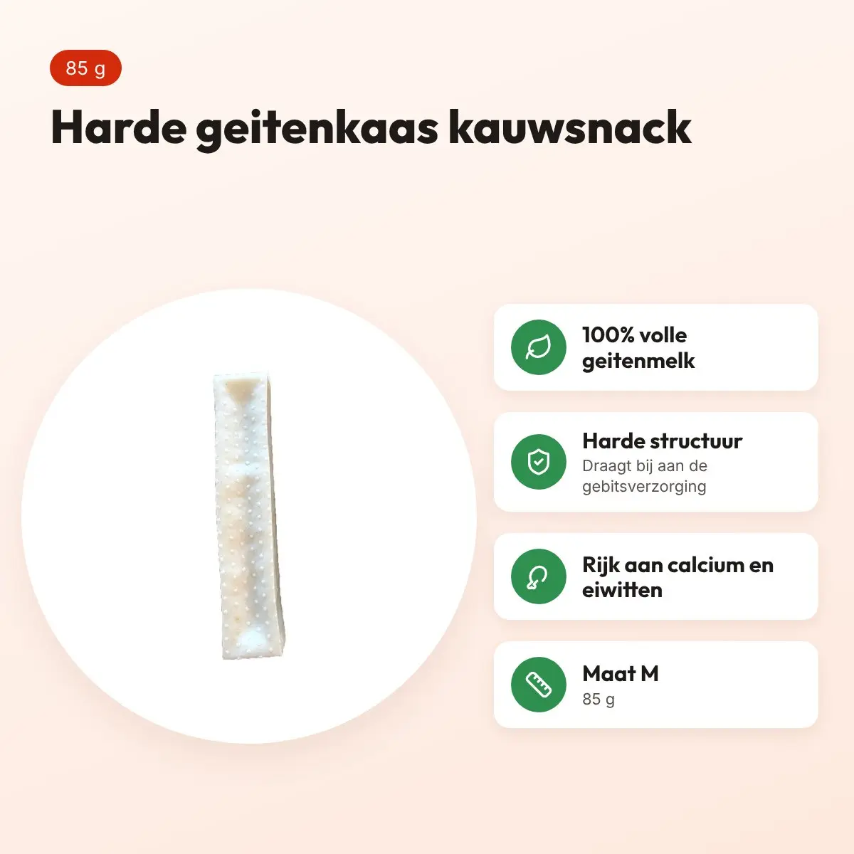 Henart geitenkaas Chew M 85 g – harde kauwsnack voor honden – voordelen
