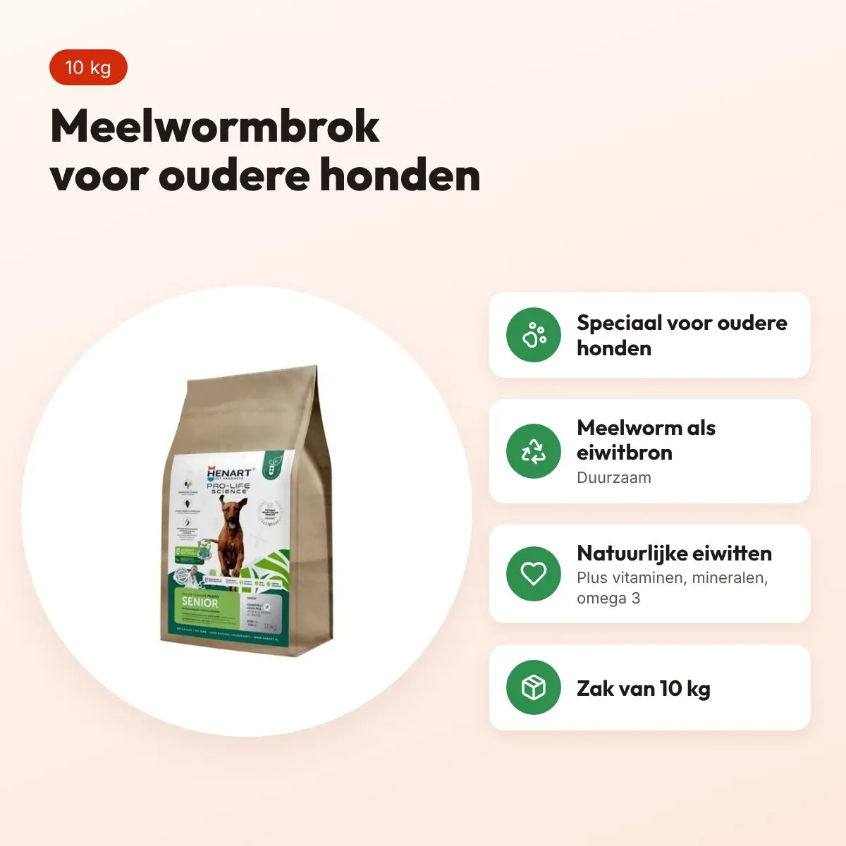 Henart hondenvoer Mealworm Insect Senior 10 kg – meelworm, oudere honden – voordelen