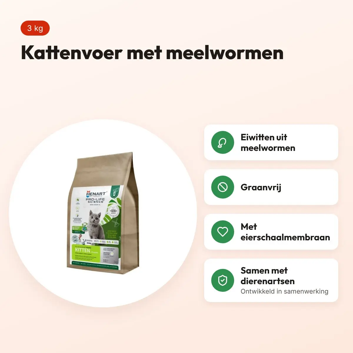 Henart Insect kattenvoer Cat Junior 3 kg – graanvrij – voordelen