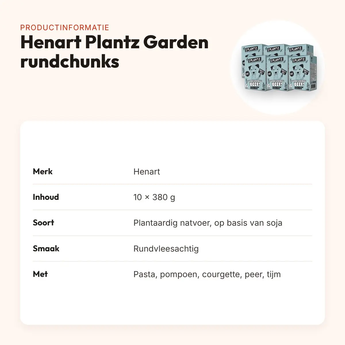 Henart Plantz Garden Goodness hondenvoer rundvleesachtige chunks 10 x 380 g – productinformatie