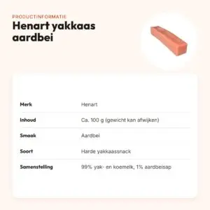 Henart yakkaas hondensnack aardbeismaak 100 g – harde snack – productinformatie