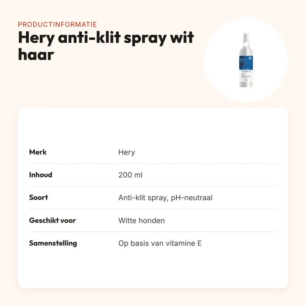 Hery anti-klit spray wit haar 200 ml – pH-neutraal, met vitamine E – productinformatie