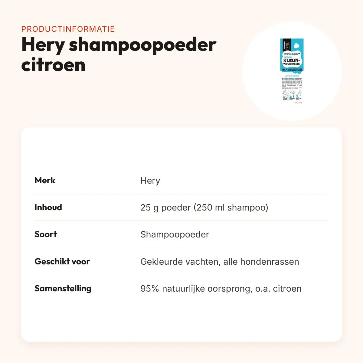 Hery shampoopoeder kleurversterkend citroen 25 g – gekleurde vachten – productinformatie