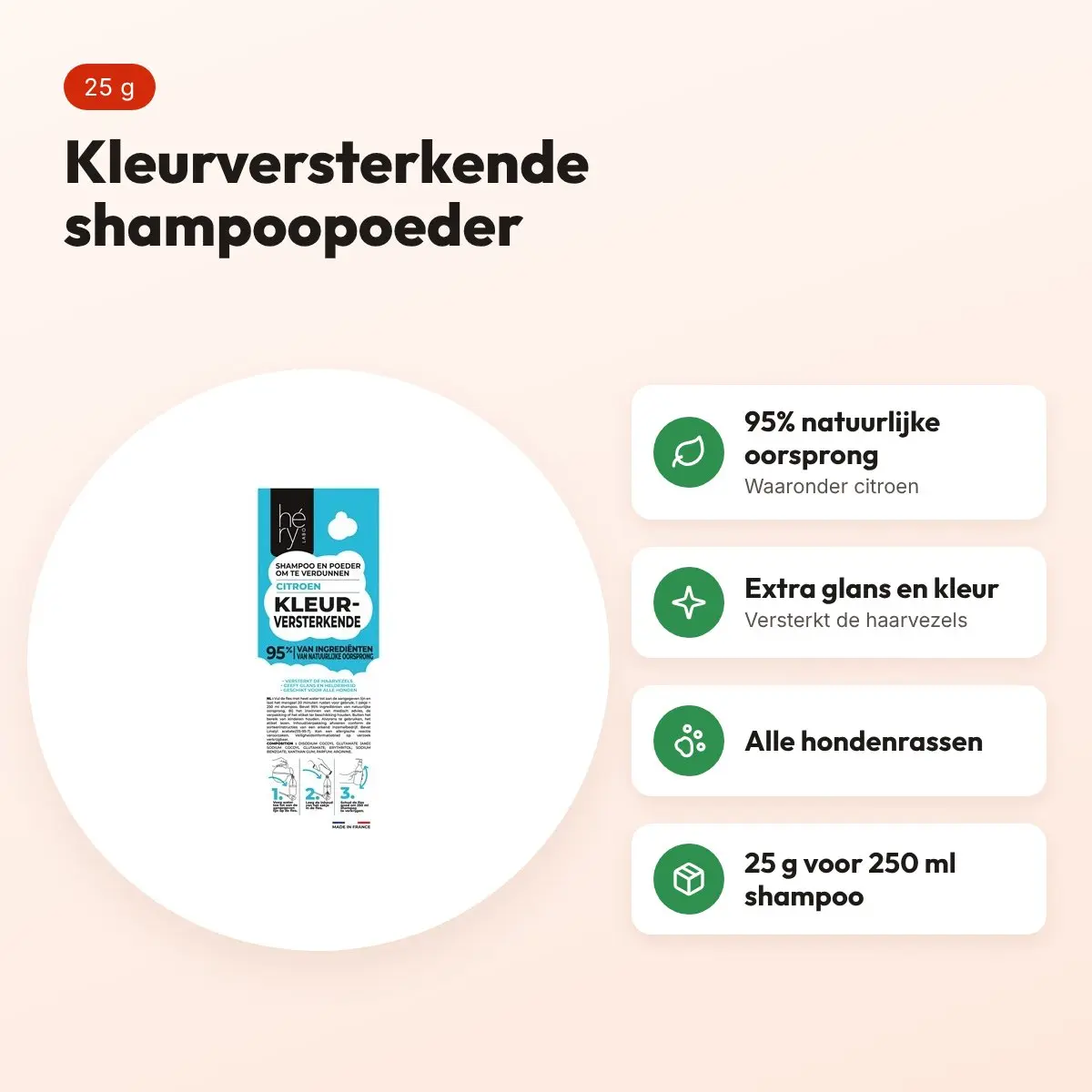 Hery shampoopoeder kleurversterkend citroen 25 g – gekleurde vachten – voordelen