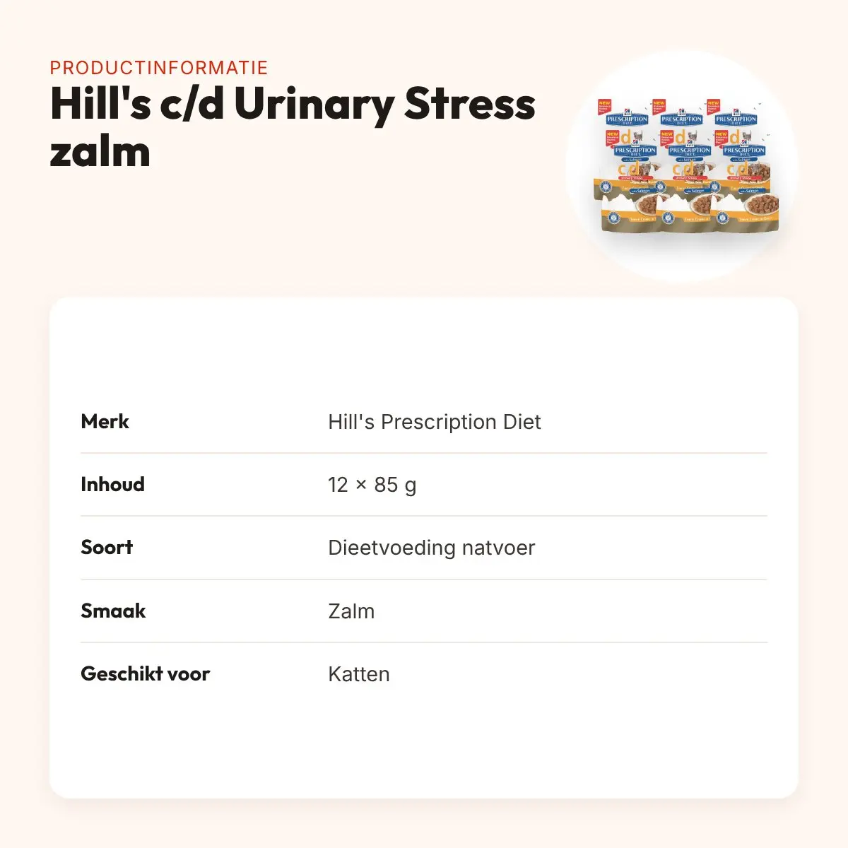 Hill's Prescription Diet c/d Feline Urinary Stress zalm 12 x 85 g – productinformatie