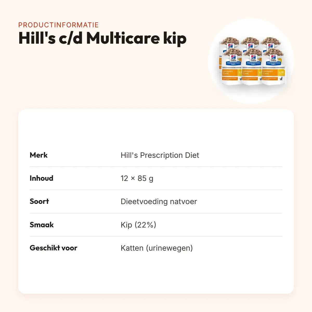 Hill's Prescription Diet c/d Multicare Feline kip 12 x 85 g – urinewegen – productinformatie