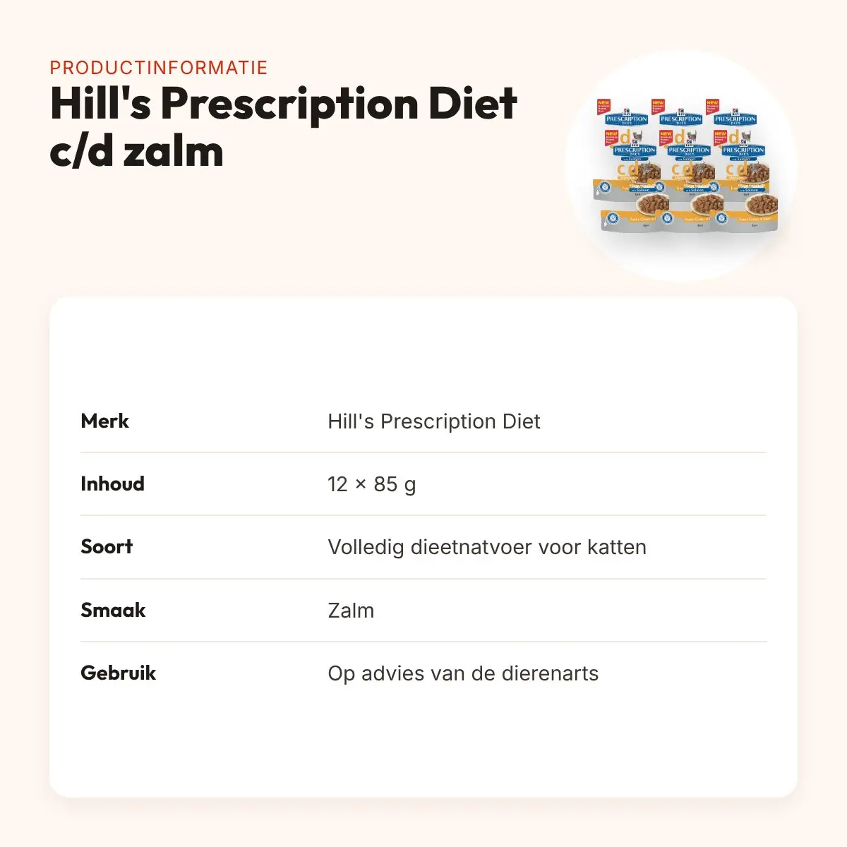Hill's Prescription Diet c/d Multicare Feline zalm 12 x 85 g – productinformatie