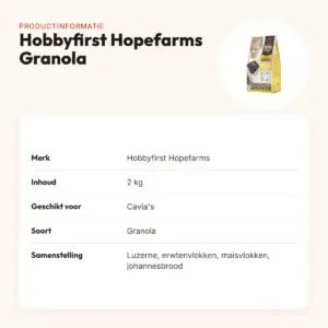 Hobbyfirst Hopefarms caviavoer Granola 2 kg – met groente en fruit – productinformatie
