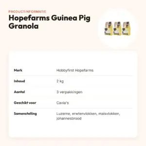 Hobbyfirst Hopefarms Guinea Pig Granola caviavoer 2 kg – multipack 3 stuks – productinformatie