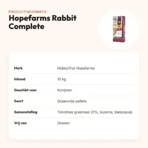 Hobbyfirst Hopefarms konijnenvoer Rabbit Complete 10 kg – graanvrij – productinformatie