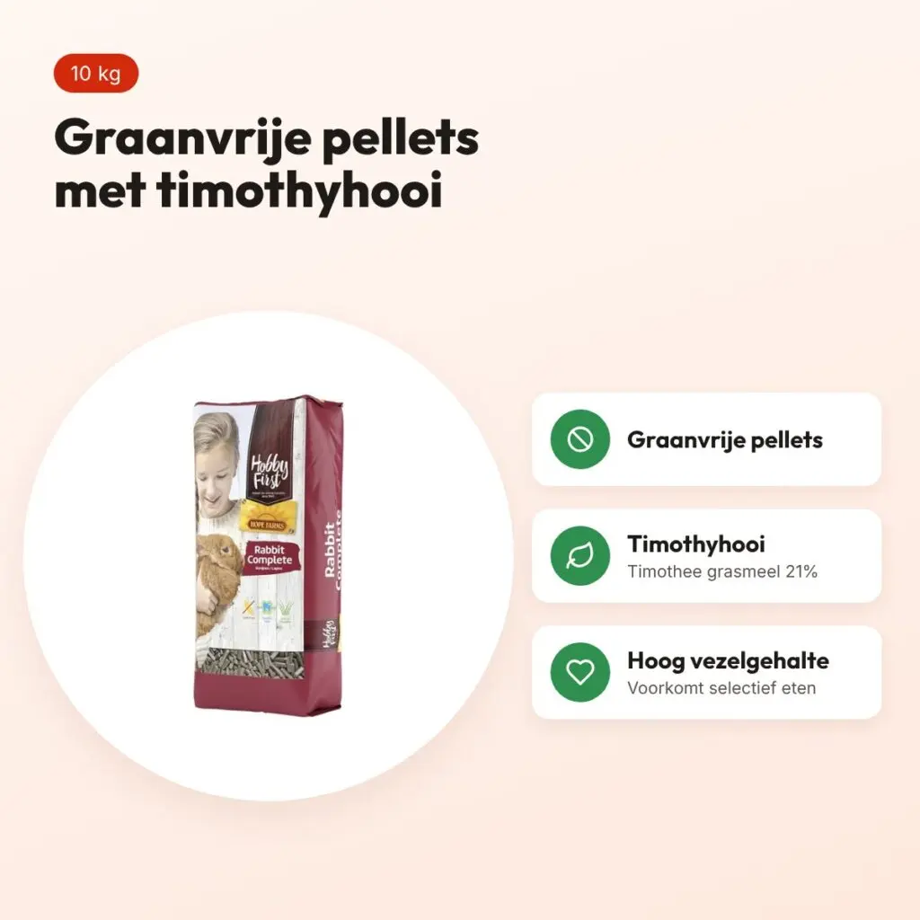 Hobbyfirst Hopefarms konijnenvoer Rabbit Complete 10 kg – graanvrij – voordelen