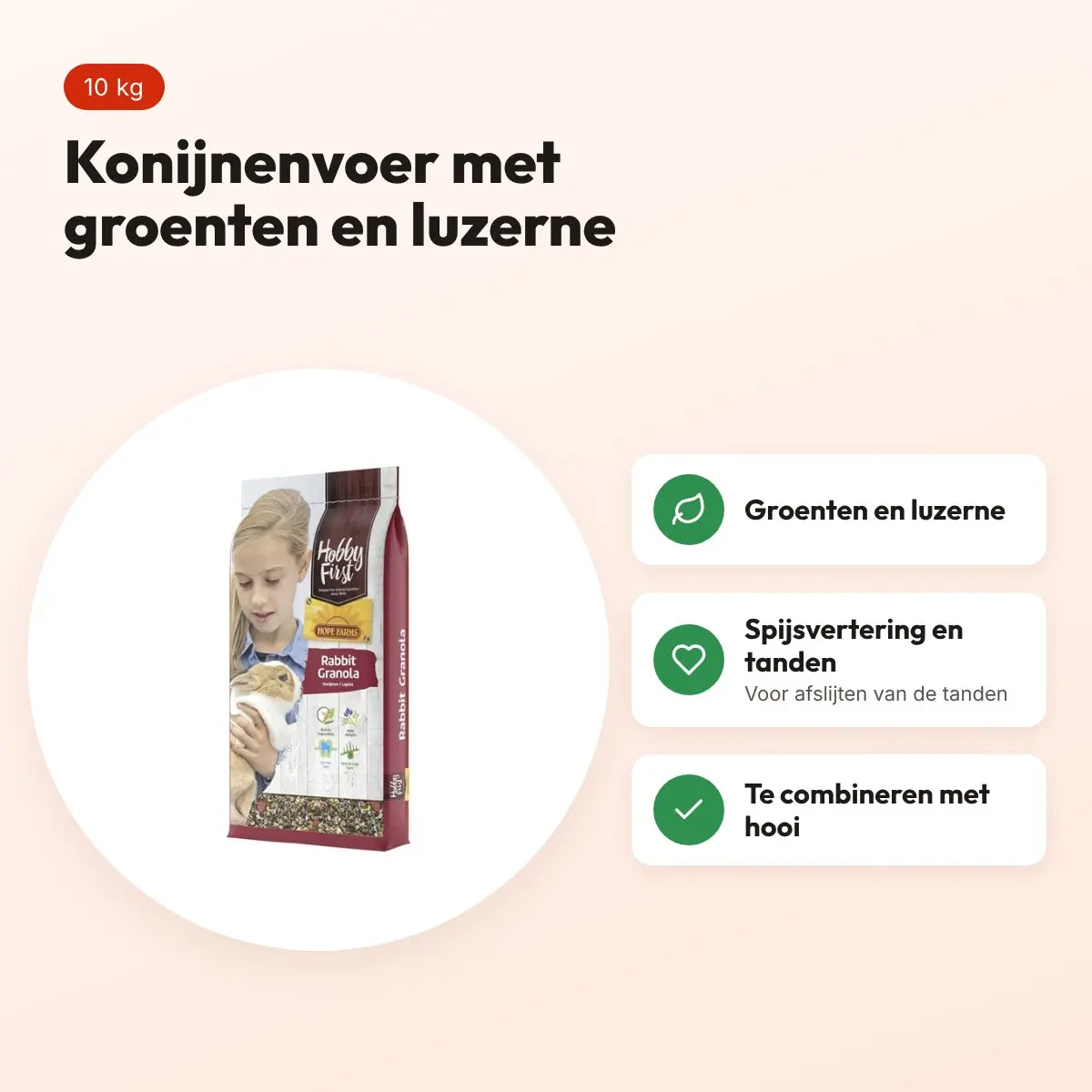 Hobbyfirst Hopefarms konijnenvoer Rabbit Granola 10 kg – groenten – voordelen