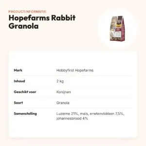 Hobbyfirst Hopefarms konijnenvoer Rabbit Granola 2 kg – groenten – productinformatie