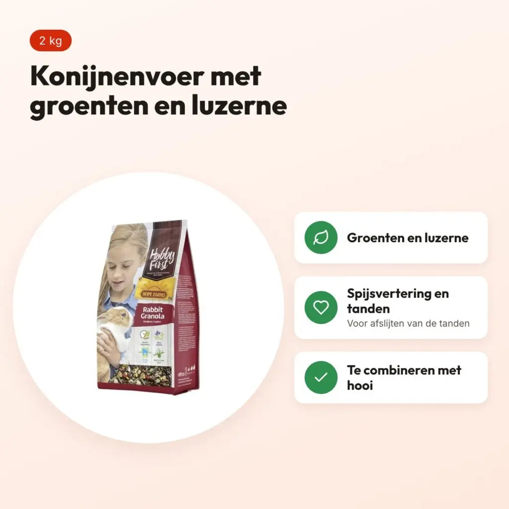 Hobbyfirst Hopefarms konijnenvoer Rabbit Granola 2 kg – groenten – voordelen