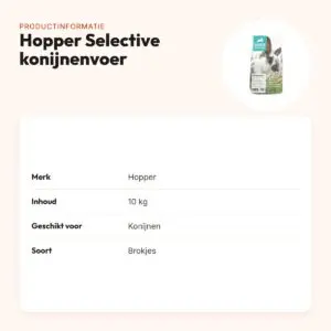 Hopper Selective konijnenvoer 10 kg – hoog vezelgehalte – productinformatie