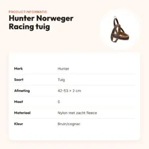 Hunter Norweger Racing hondentuig bruin/cognac S 42-53 cm – fleece – productinformatie