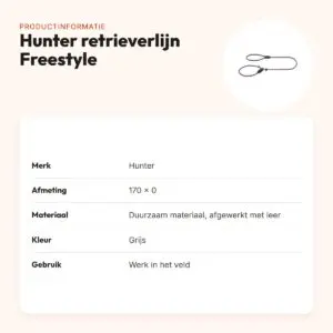 Hunter retrieverlijn Freestyle met stop grijs 170 x 0,8 cm – productinformatie