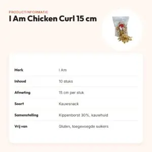 I Am Chicken Curl kauwsnack 15 cm – runderhuid met kippenborst, 10 stuks – productinformatie