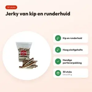 I Am Chicken D'Light Jerky hondensnack 30 stuks – kip en runderhuid – voordelen