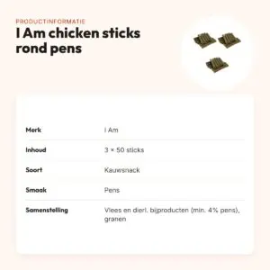 I Am chicken sticks rond pens kauwsnack hond – multipack 3 x 50 stuks – productinformatie