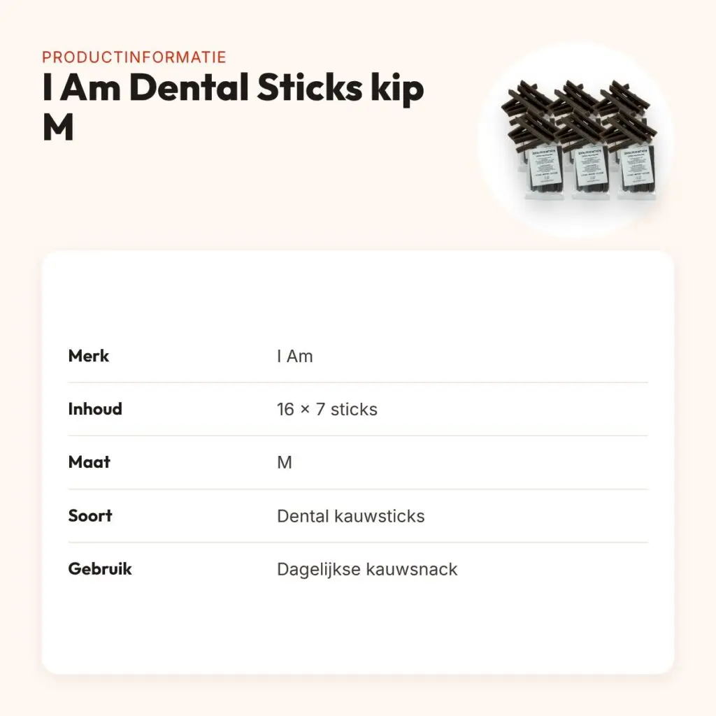 I Am Dental Sticks kip M – kauwsnack voor honden, 16 x 7 stuks – productinformatie
