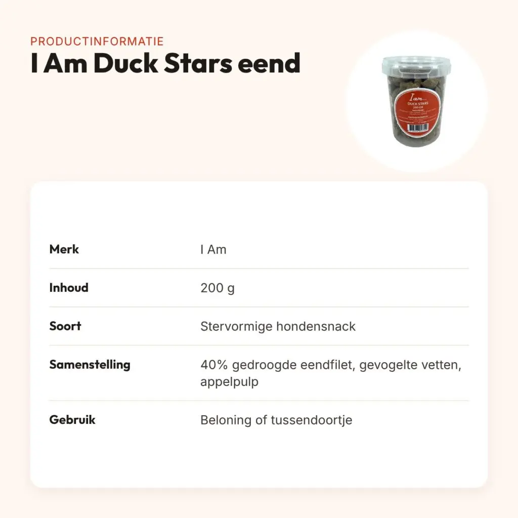 I Am Duck Stars hondensnack eend 200 g – stervormig – productinformatie