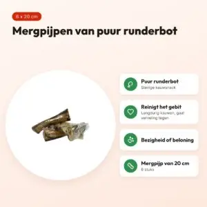 I Am hondenkauwsnack mergpijp 20 cm – runderbot, 6 stuks – voordelen