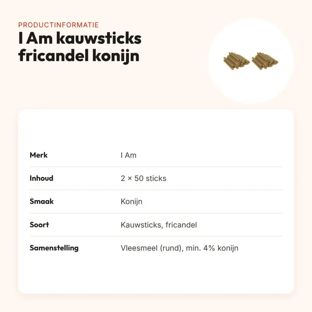 I Am hondenkauwsticks fricandel met konijn – multipack 2 x 50 stuks – productinformatie