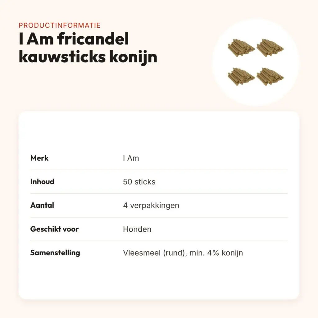 I Am hondenkauwsticks fricandel met konijn – multipack 4 x 50 stuks – productinformatie