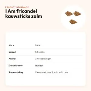 I Am hondenkauwsticks fricandel met zalm – multipack 3 x 50 stuks – productinformatie