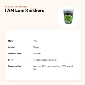 I Am hondensnack Lam Knikkers 300 g – met 22% vers lamsvlees – productinformatie
