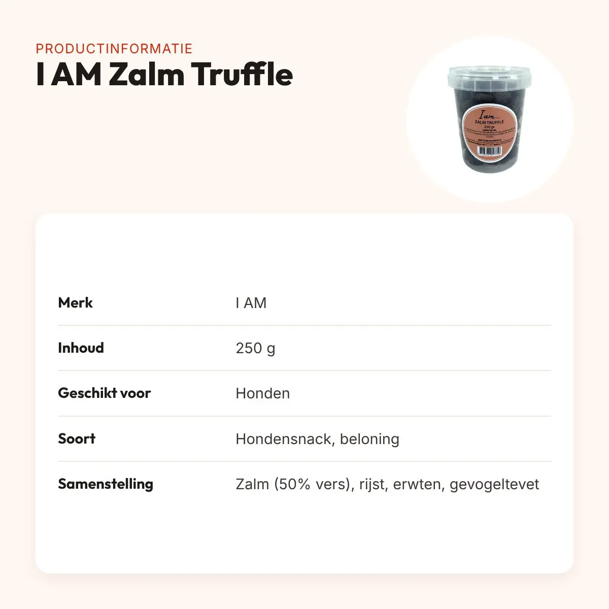 I Am hondensnack Zalm Truffle 250 g – met 50% verse zalm – productinformatie