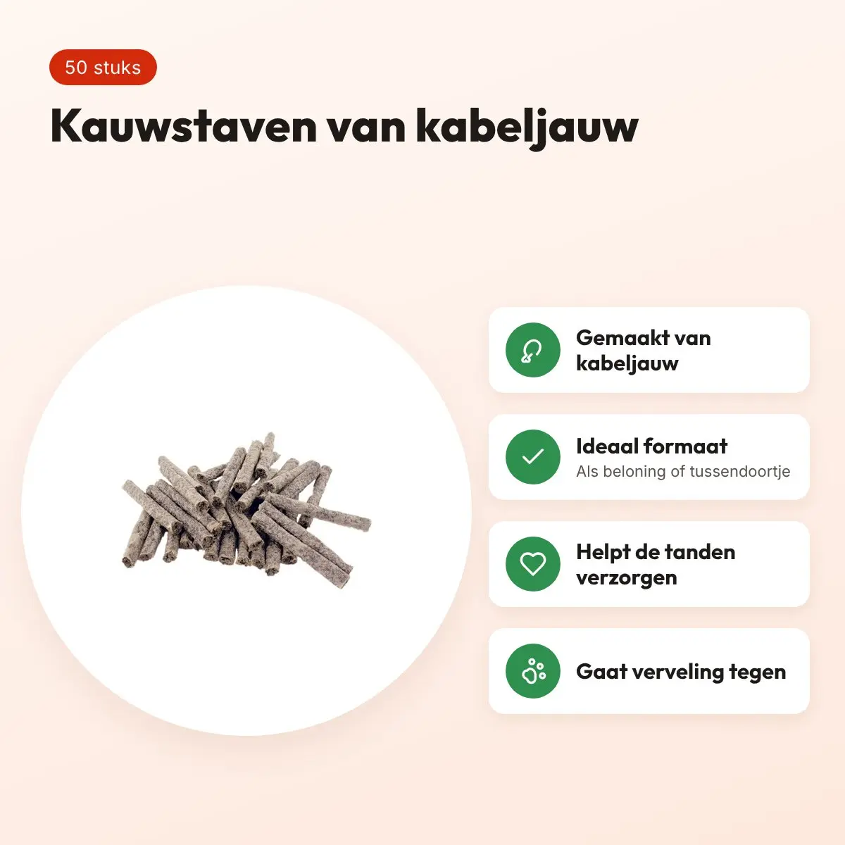 I Am kabeljauwsticks hondensnacks 50 stuks – kauwstaven – voordelen