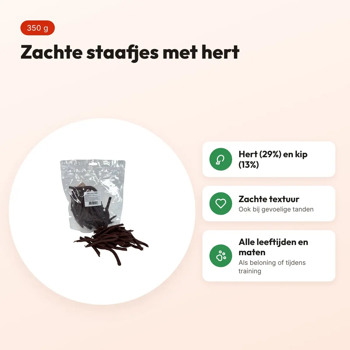 I Am ministicks hert 350 g – zachte hondensnack – voordelen