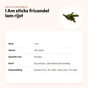 I Am sticks fricandel lam en rijst hondensnacks 150 stuks – productinformatie