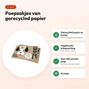I Love My Dog hondenpoepzakjes van gerecycled papier – 10 stuks – voordelen