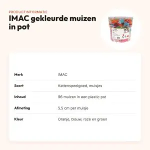 IMAC gekleurde muizen in pot 5,5 cm – 96 stuks, assorti – productinformatie