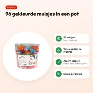 IMAC gekleurde muizen in pot 5,5 cm – 96 stuks, assorti – voordelen