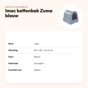 Imac kattenbak Zuma blauw 40 x 56 x 42,5 cm – met schuiflade – productinformatie