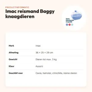 Imac reismand Baggy knaagdieren 36 x 25 x 29 cm – assorti kleur – productinformatie
